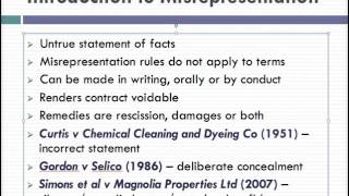 Misrepresentation Lecture 1 of 4 [upl. by Tarr]