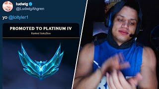 Tyler1 Reacts to Ludwig Hitting Platinum [upl. by Adonis]